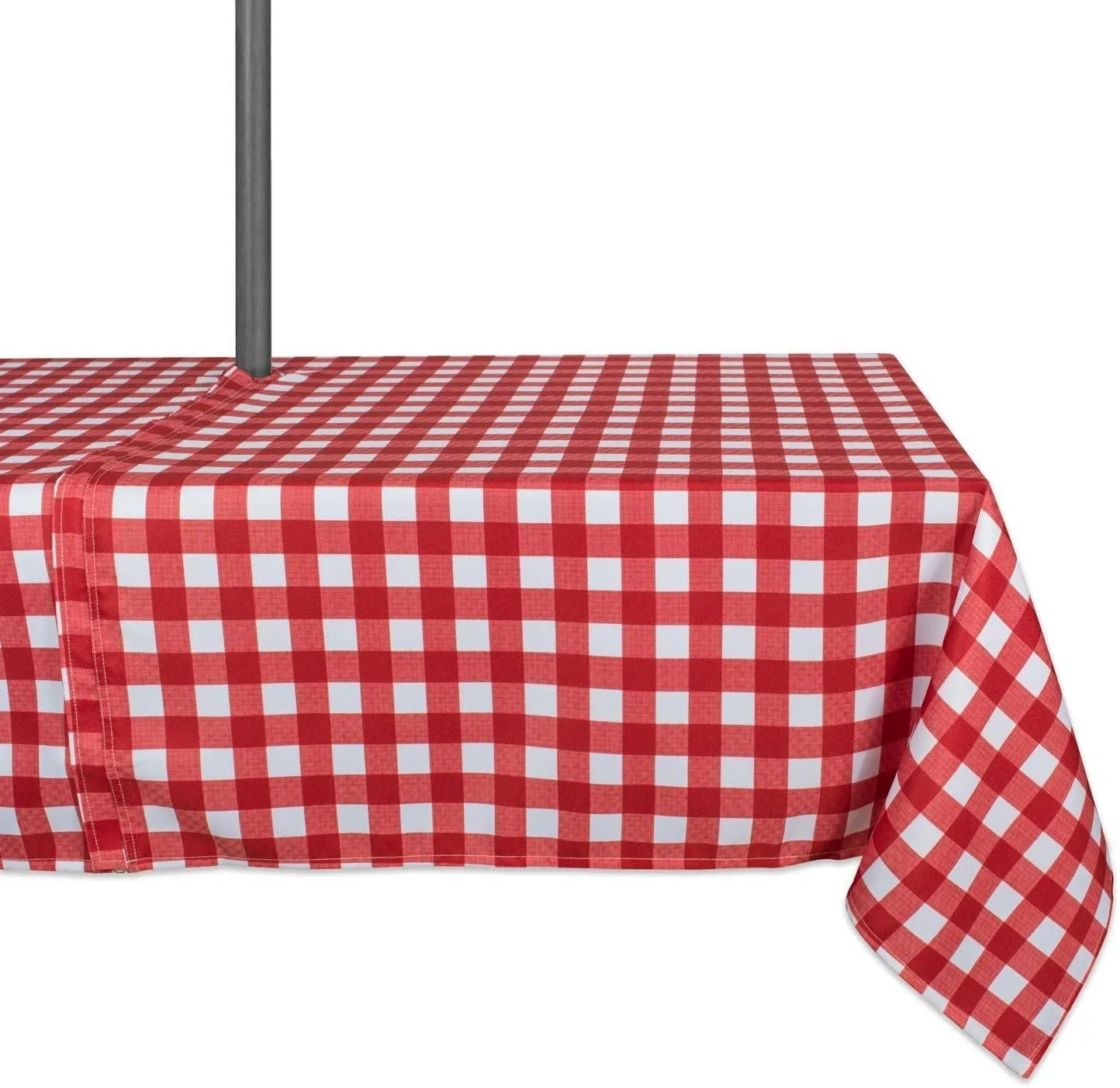 Outdoor Red Checkered Tablecloth With Umbrella Hole & Zipper