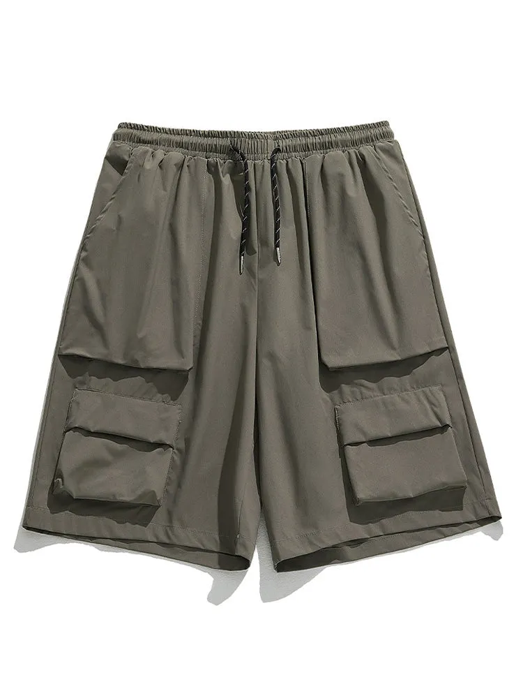 Outdoor Solid Color Pocket Cargo Shorts