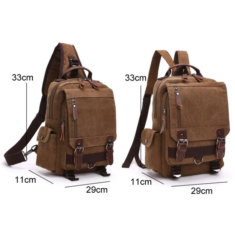 Outdoor Travel Messenger Canvas Chest Bag, Color: Black Backpack