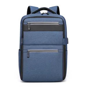 Outdoor USB Charging Portable Business Computer Backpack(Navy Blue)