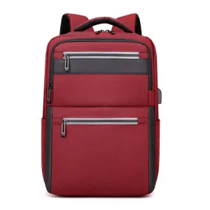 Outdoor USB Charging Portable Business Computer Backpack(Wine Red)