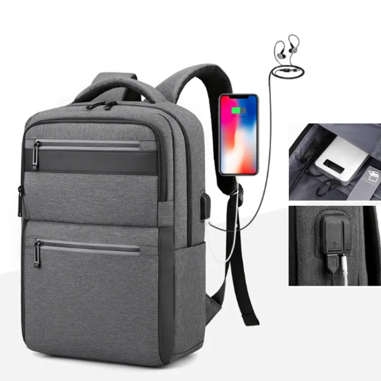 Outdoor USB Charging Portable Business Computer Backpack(Wine Red)