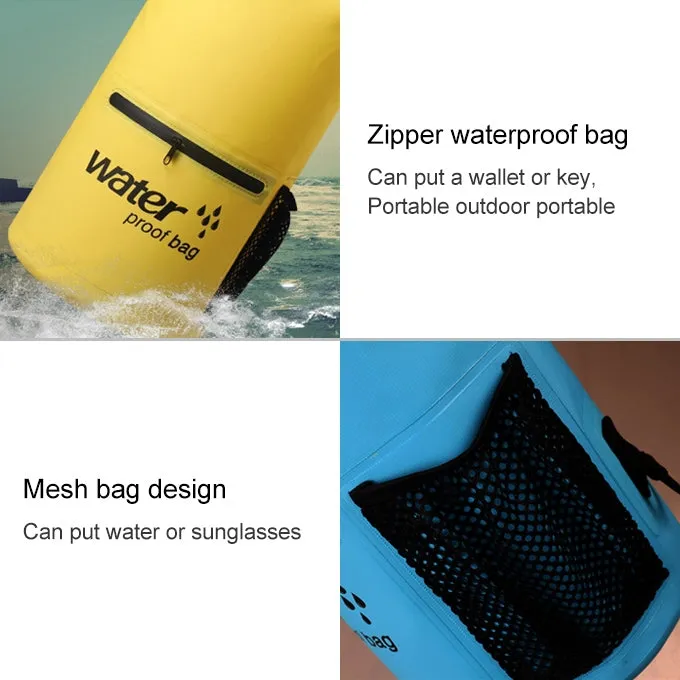 Outdoor Waterproof Dry Dual Shoulder Strap Bag Dry Sack PVC Barrel Bag, Capacity: 20L(Yellow)