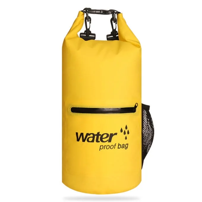 Outdoor Waterproof Dry Dual Shoulder Strap Bag Dry Sack PVC Barrel Bag, Capacity: 20L(Yellow)