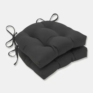 Outdoor/Indoor Fresco Black Deluxe Tufted Chairpad (Set of 2)