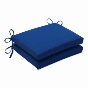 Outdoor/Indoor Fresco Blue Squared Corners Seat Cushion (Set of 2)