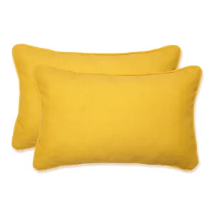 Outdoor/Indoor Fresco Solids Yellow Rectangular Throw Pillow (Set of 2)