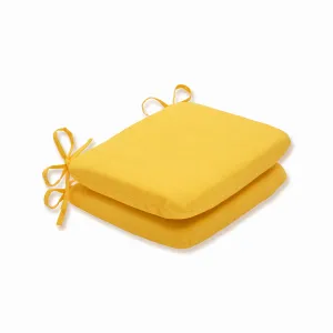 Outdoor/Indoor Fresco Solids Yellow Rounded Corners Seat Cushion (Set of 2)