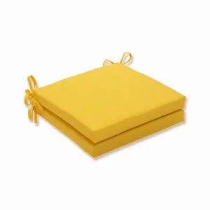 Outdoor/Indoor Fresco Solids Yellow Squared Corners Seat Cushion 20x20x3 (Set of 2)