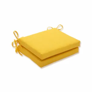 Outdoor/Indoor Fresco Solids Yellow Squared Corners Seat Cushion (Set of 2)