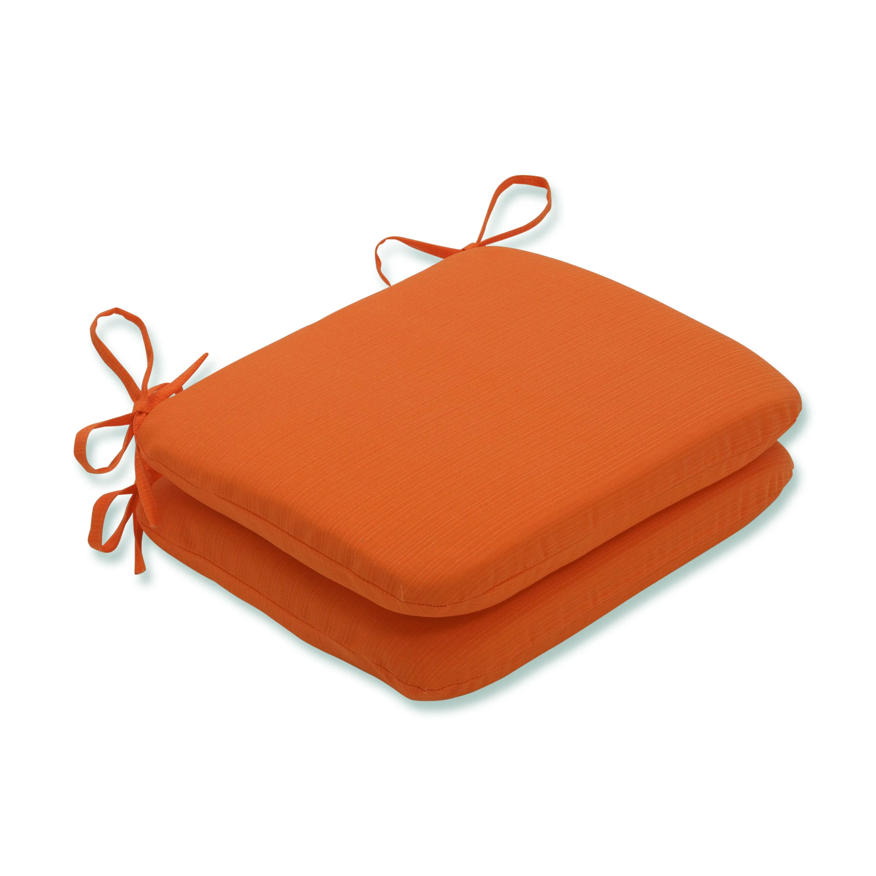 Outdoor/Indoor Sundeck Orange Rounded Corners Seat Cushion (Set of 2)