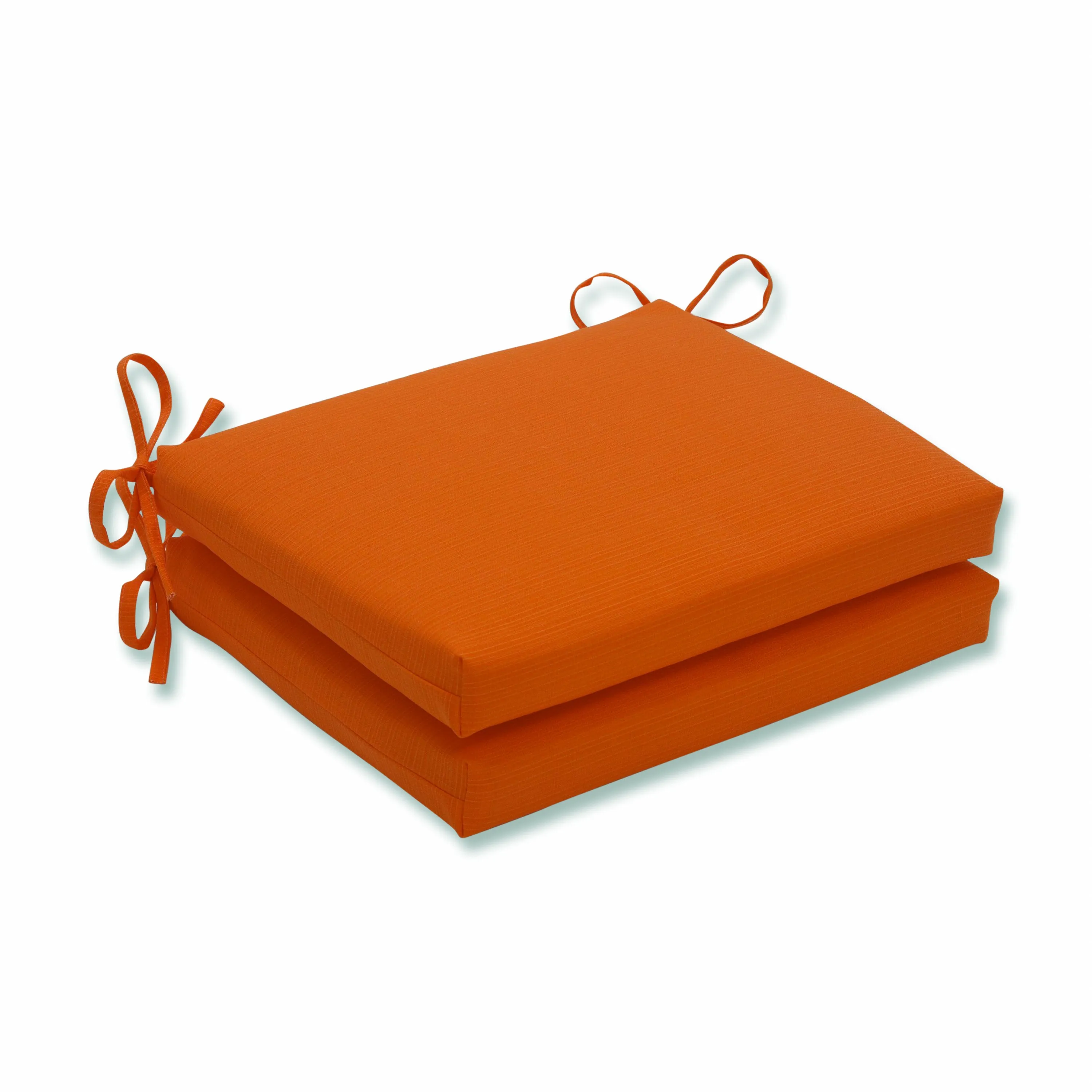 Outdoor/Indoor Sundeck Orange Squared Corners Seat Cushion (Set of 2)