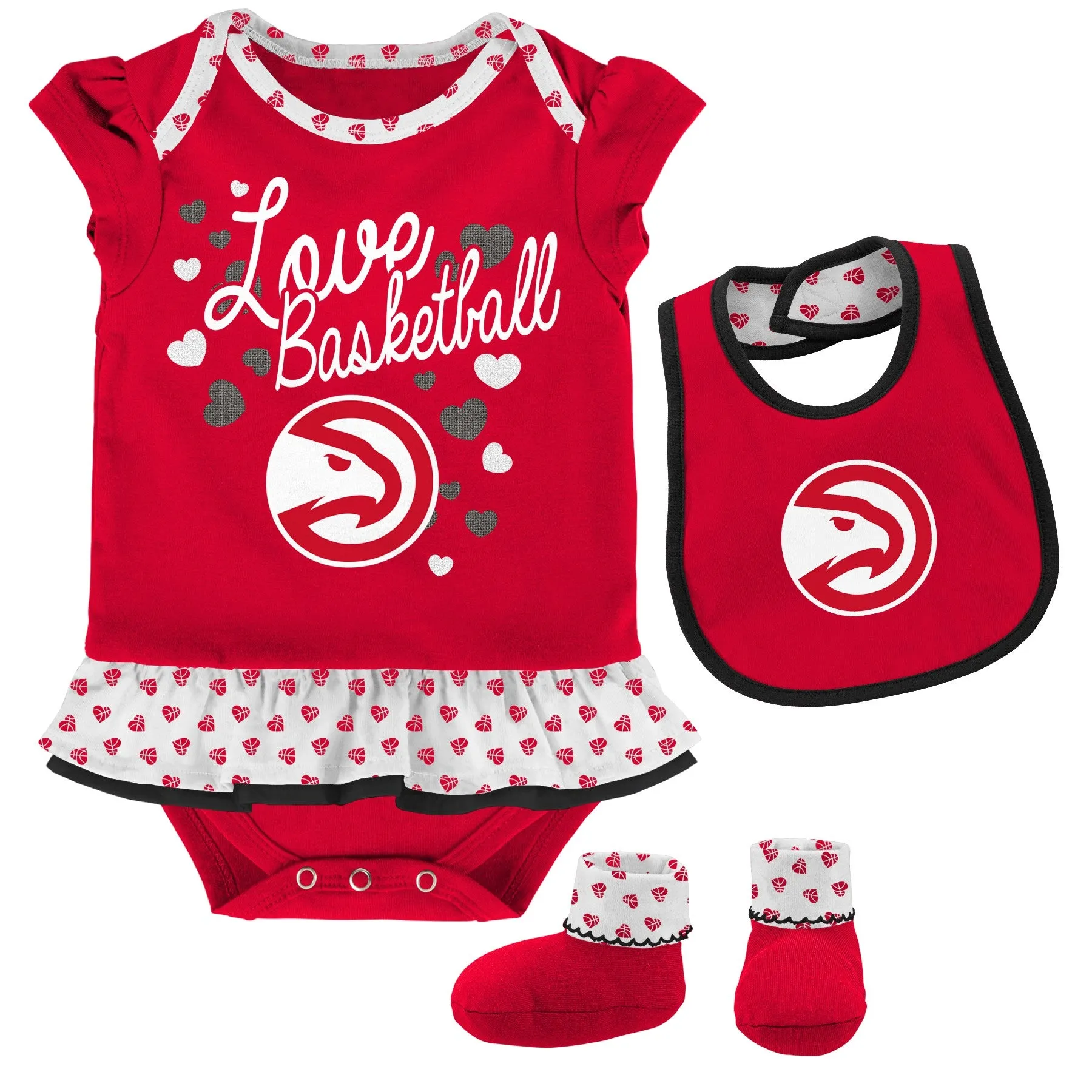 Outerstuff NBA Infants Atlanta Hawks Little Sweet Creeper/Bib & Bootie Set