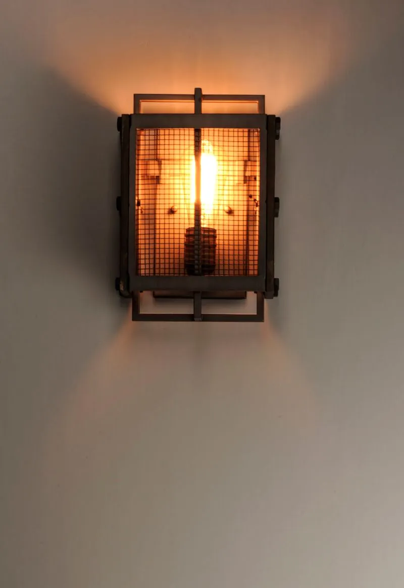 Outland 12" Single Light Wall Sconce in Barn Wood and Weathered Zinc