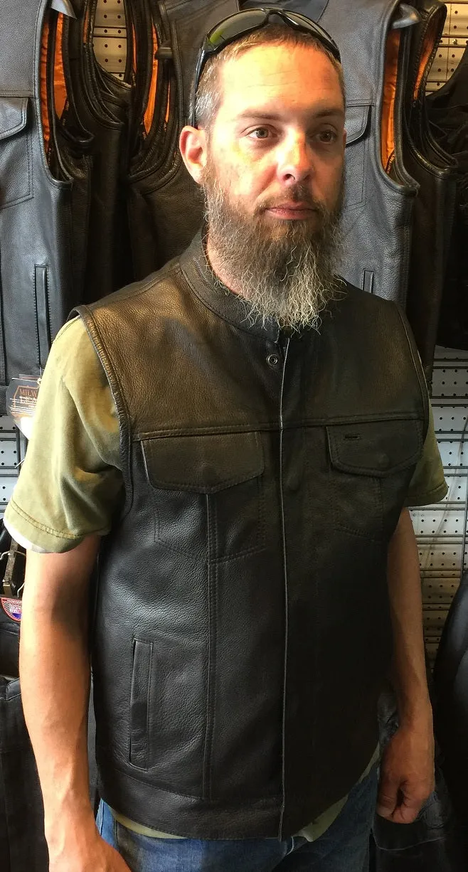 Outlaw Leather Club Vest Zipper/Snap Inside Gun Pockets