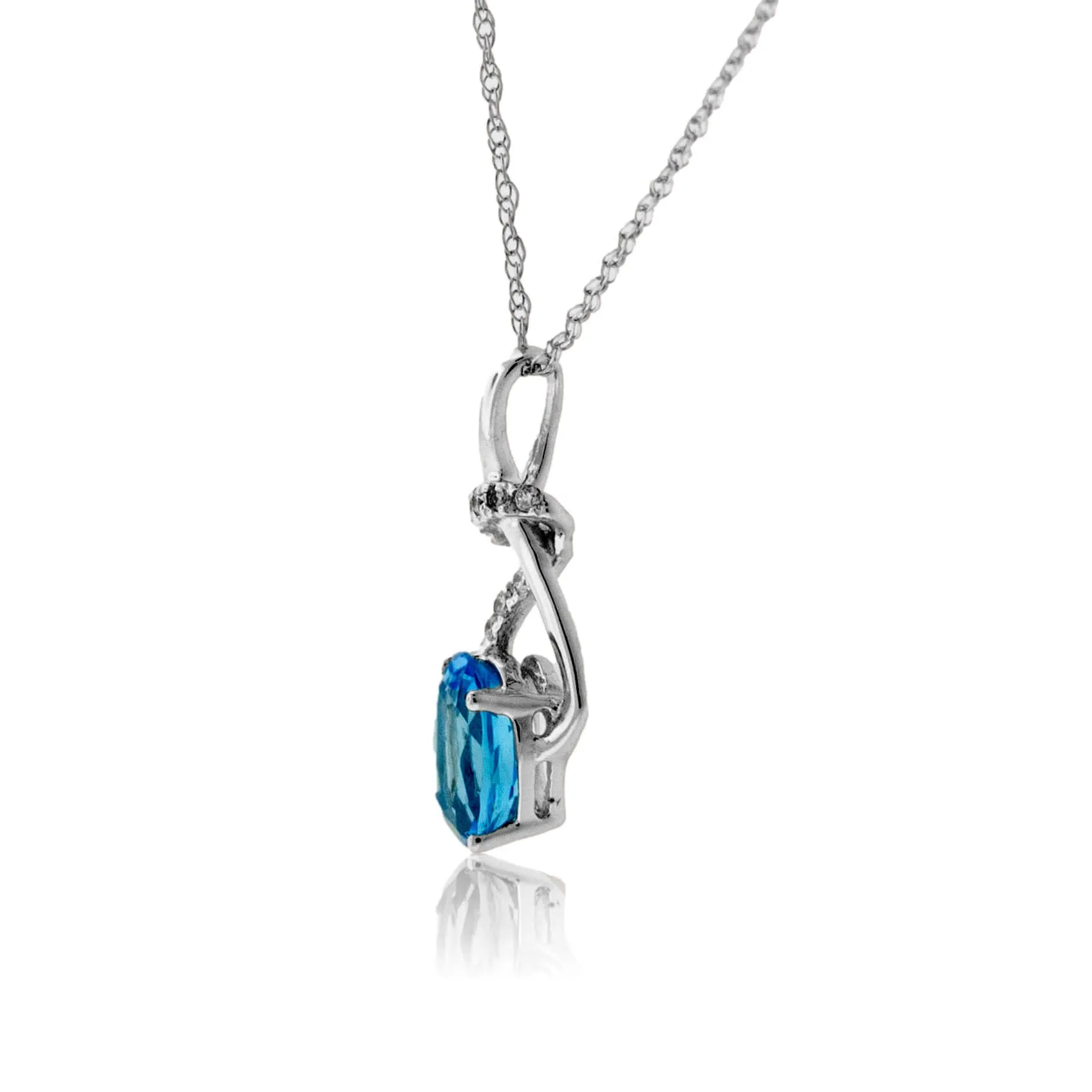 Oval Blue Topaz & Diamond Pendant