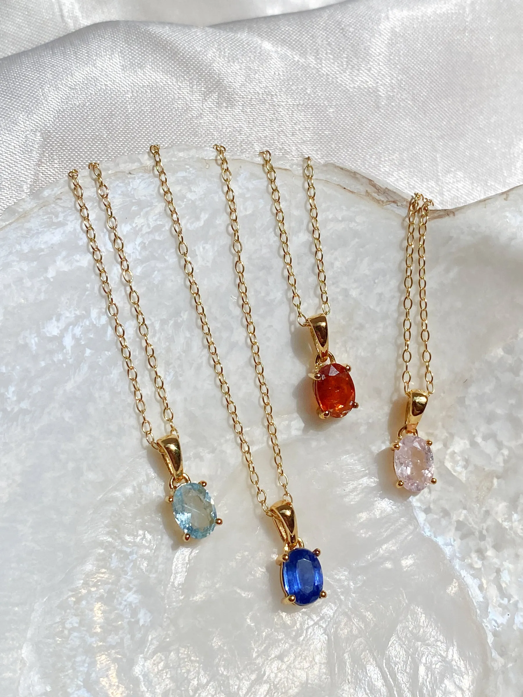 Oval Cut Gemstone Necklace