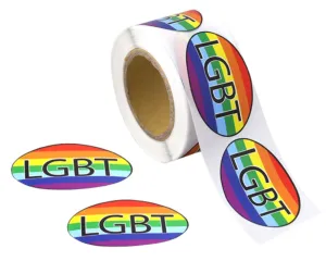 Oval LGBT Rainbow Stickers (250 per Roll)