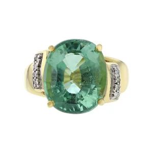 Oval Mint Green Tourmaline and Diamond Ring