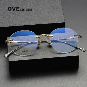 Oveliness Unisex Rimless Round Titanium Eyeglasses 80955