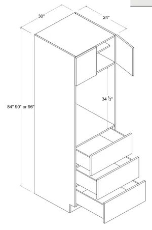 Oven Cabinet 30"-33" - Shaker Slim