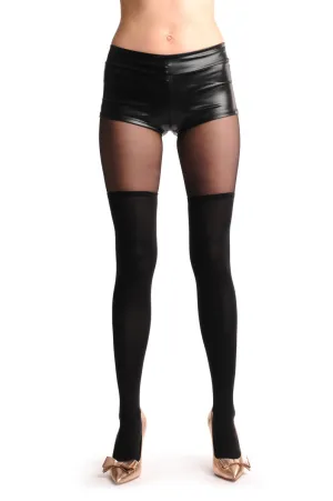 Over The Knee Opaque Socks With Transparent Top