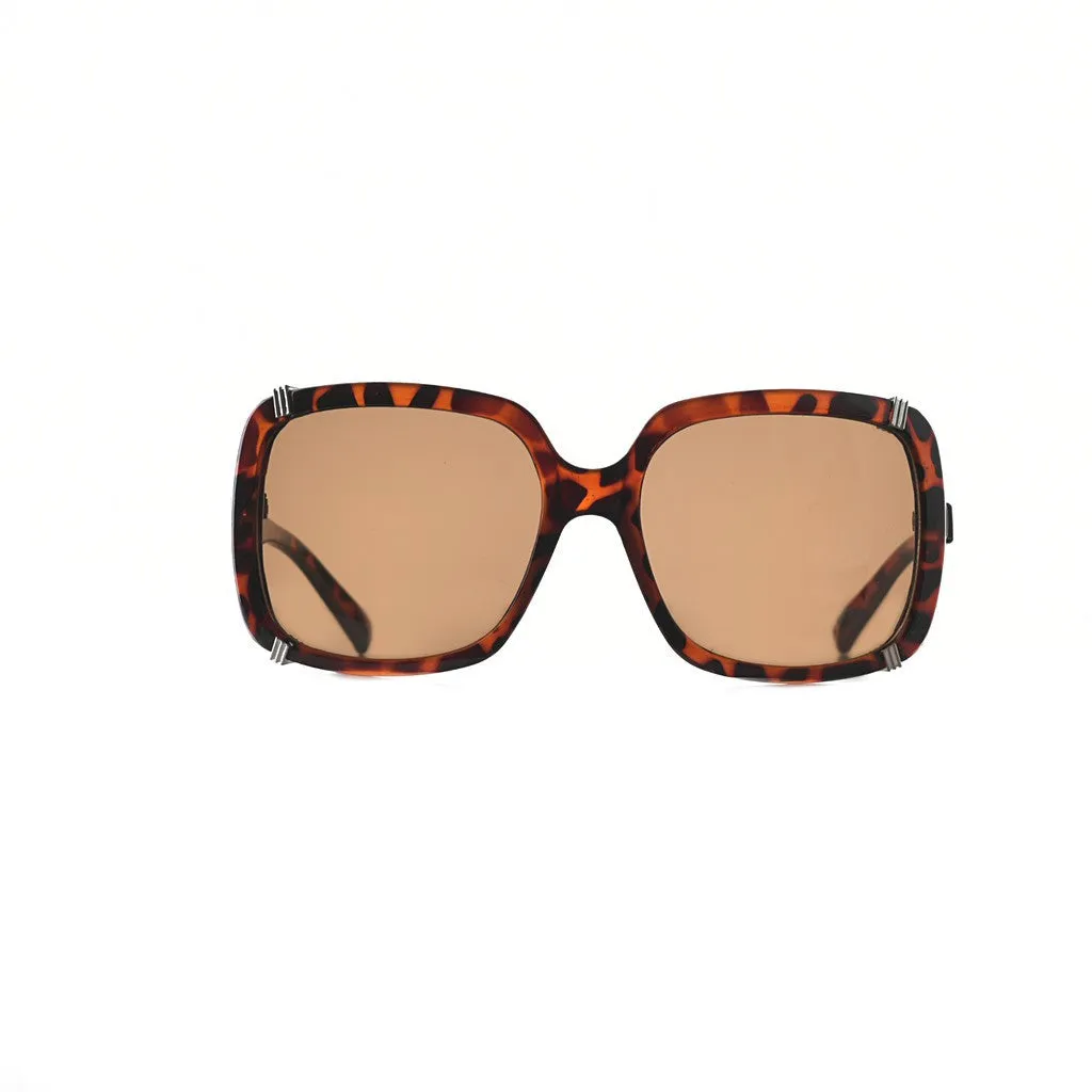 Oversize Square Sunglasses with Metal Accents