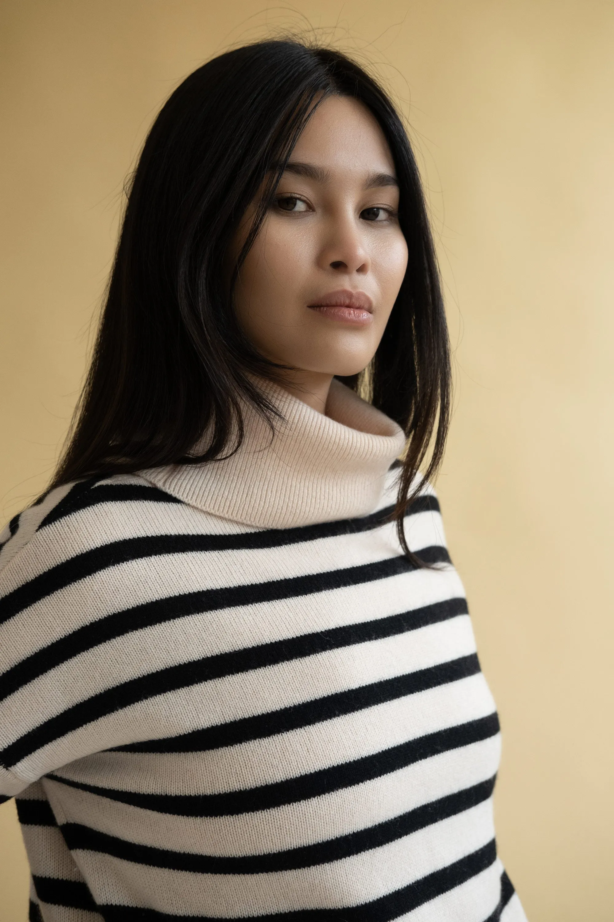 Oversize Stripe Turtleneck Sweater