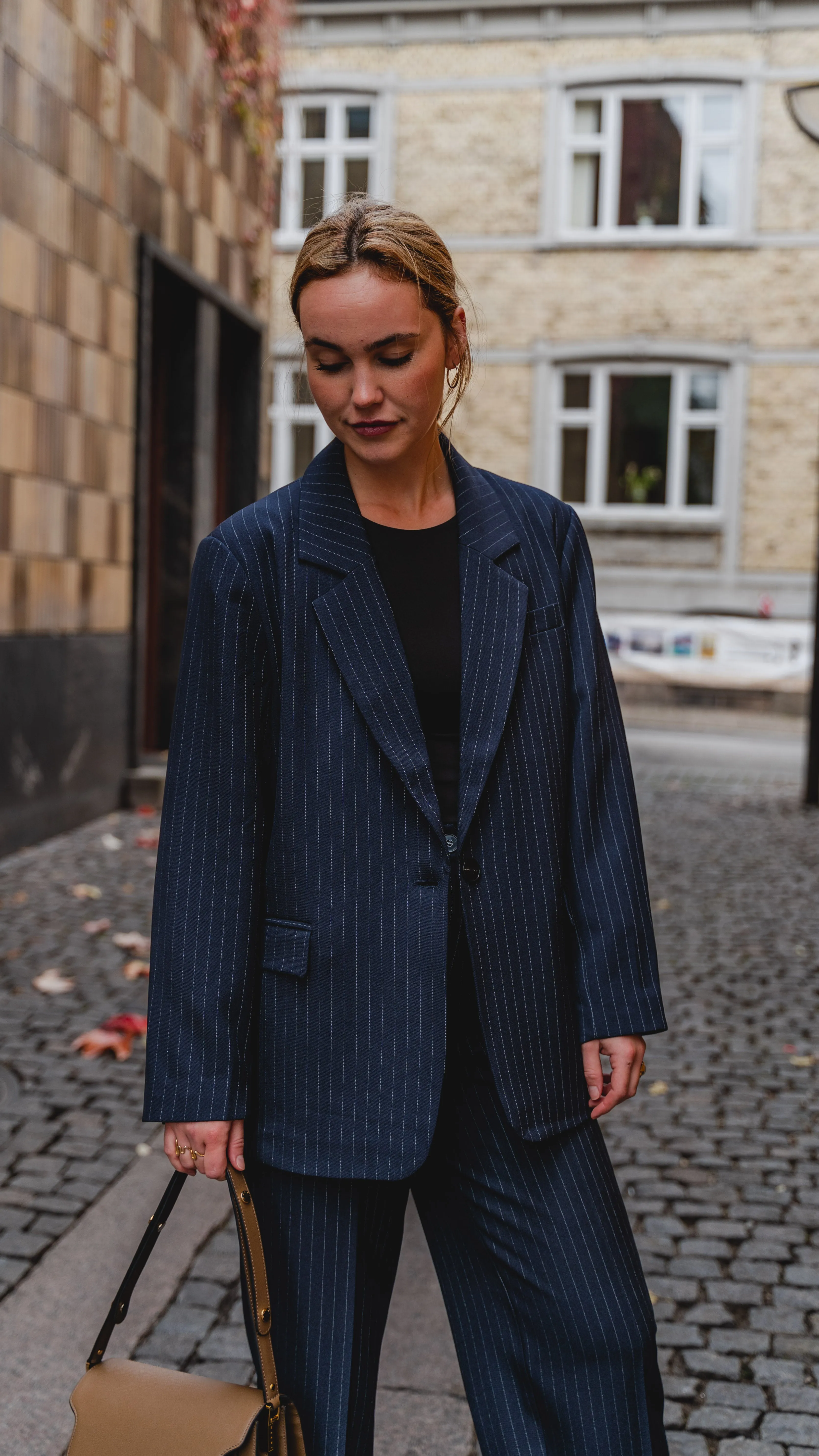 Oversized Blazer with Classic Suit Trousers - Package Deal (Navy Pinstripe)