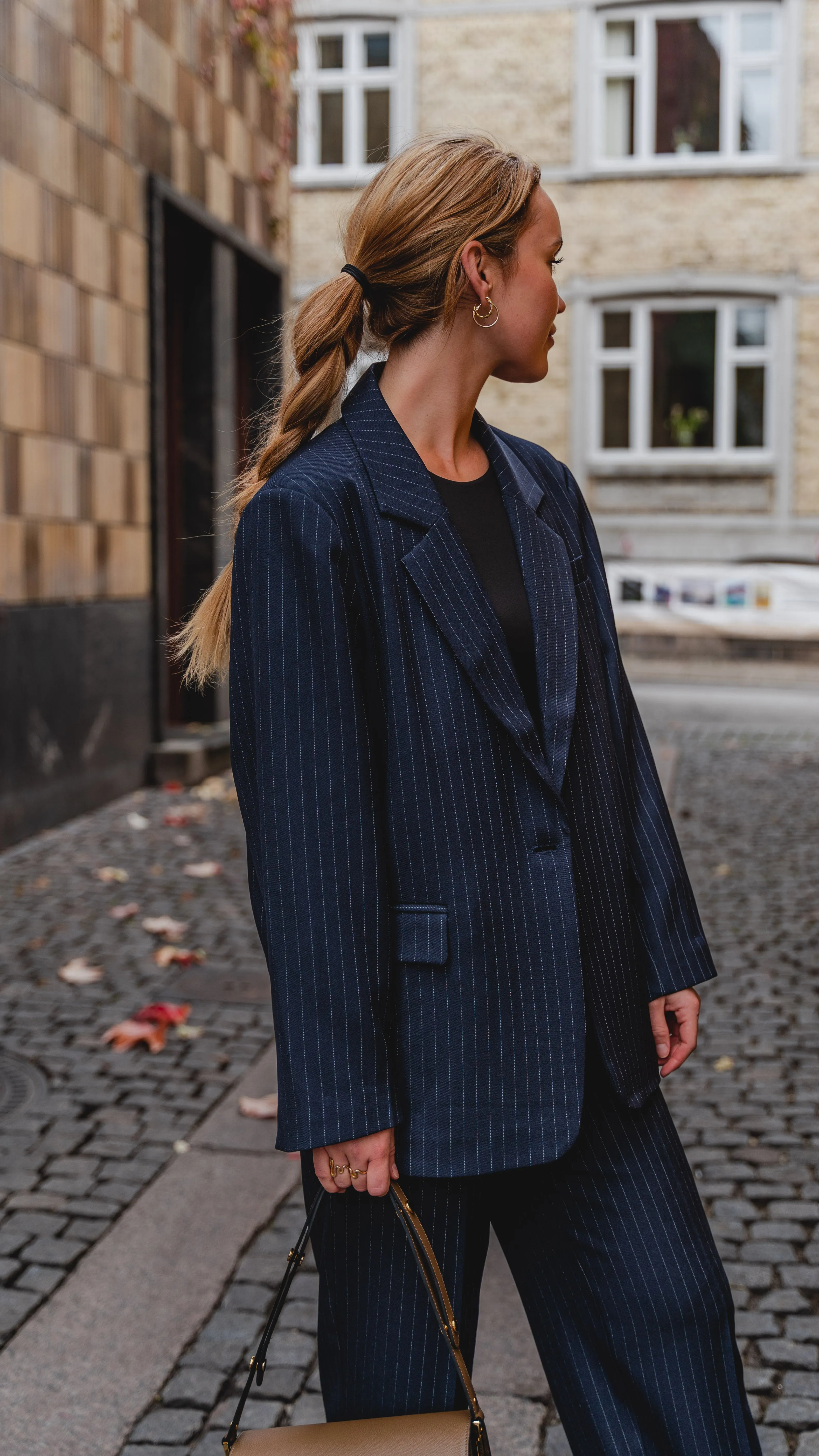 Oversized Blazer with Classic Suit Trousers - Package Deal (Navy Pinstripe)