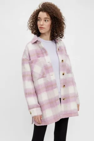 Oversized checked shacket - Pink