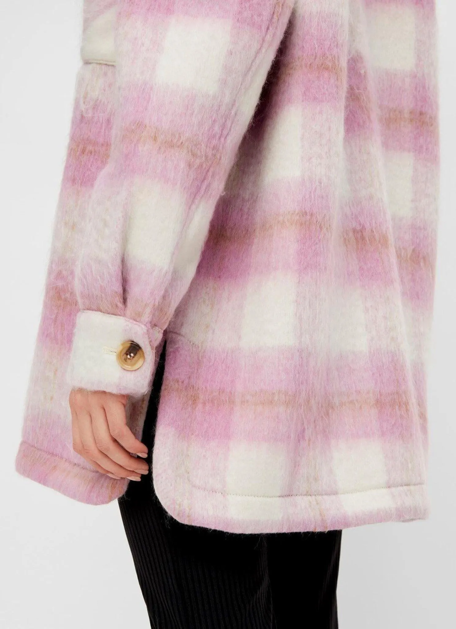 Oversized checked shacket - Pink