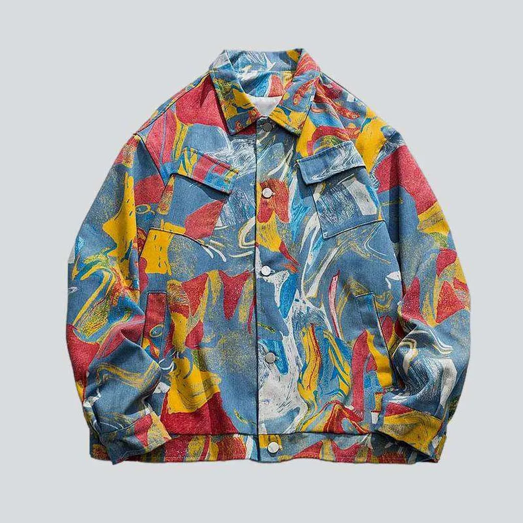 Oversized color-painted denim jacket