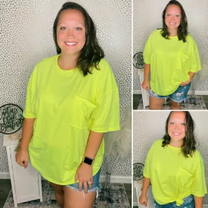 Oversized Cotton Boyfriend Pocket Tee Lime