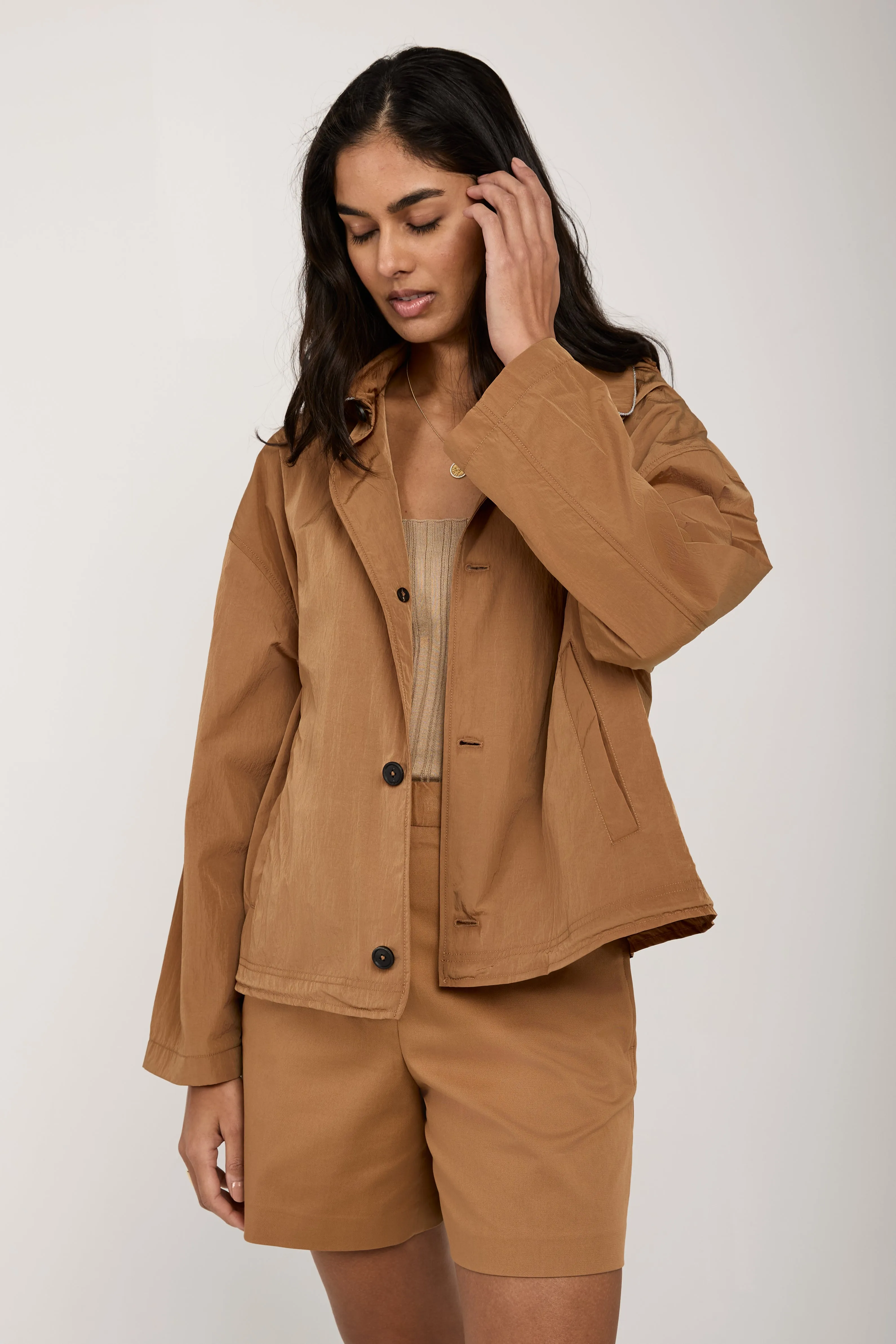 Oversized Hooded Jacket in Desert