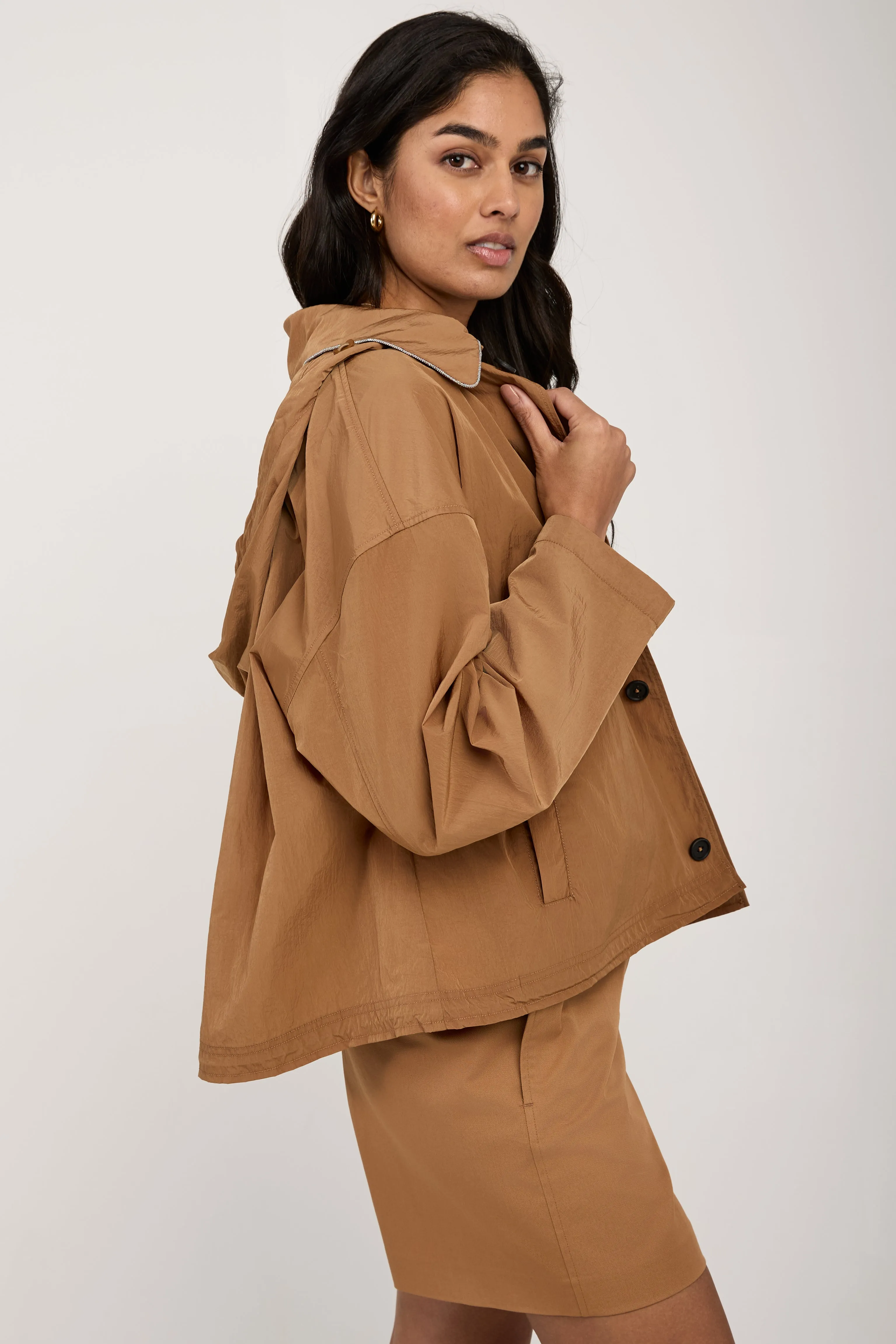 Oversized Hooded Jacket in Desert