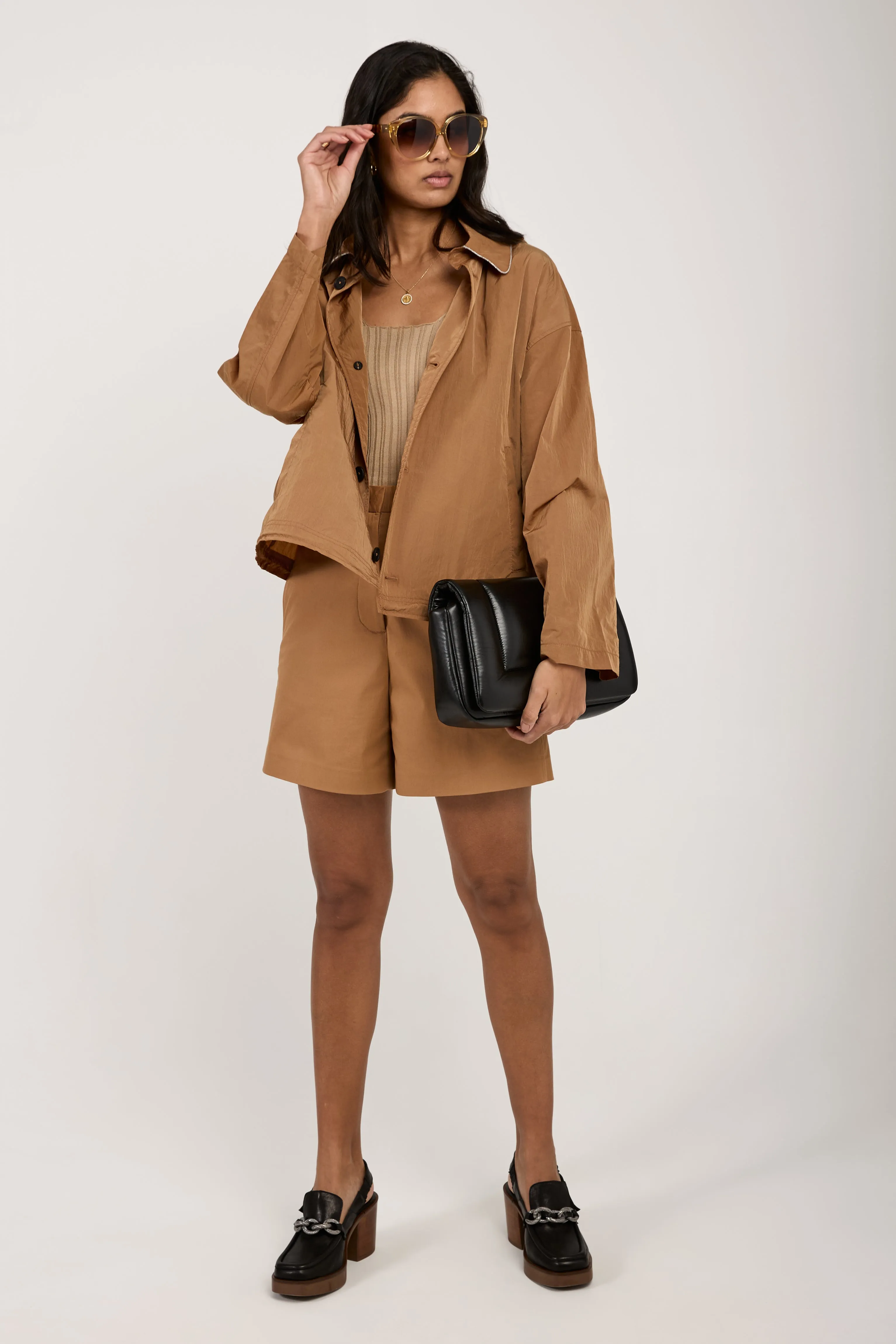 Oversized Hooded Jacket in Desert