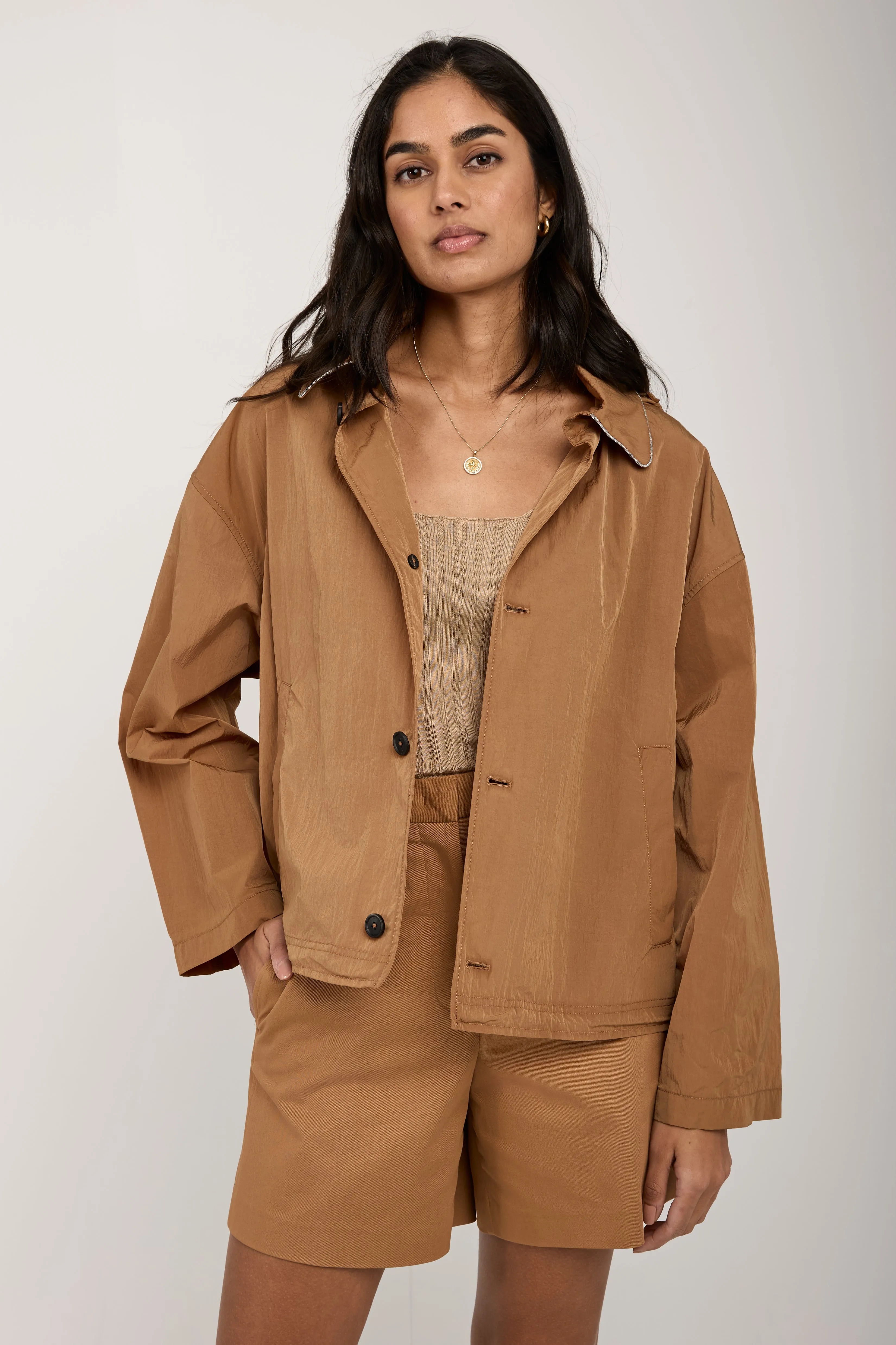 Oversized Hooded Jacket in Desert