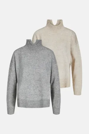 Oversized Knitted Polo-Neck Jumper - Package Deal (2 pcs.)