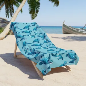 Oversized Microfiber Beach Towel with Cute Baby Sea Turtles (36" × 72")