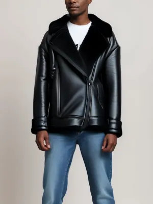 Oversized Recycled Vegan Shearling Aviator Jacket