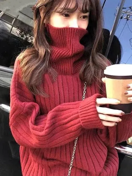 Oversized Turtleneck Knitted Sweater