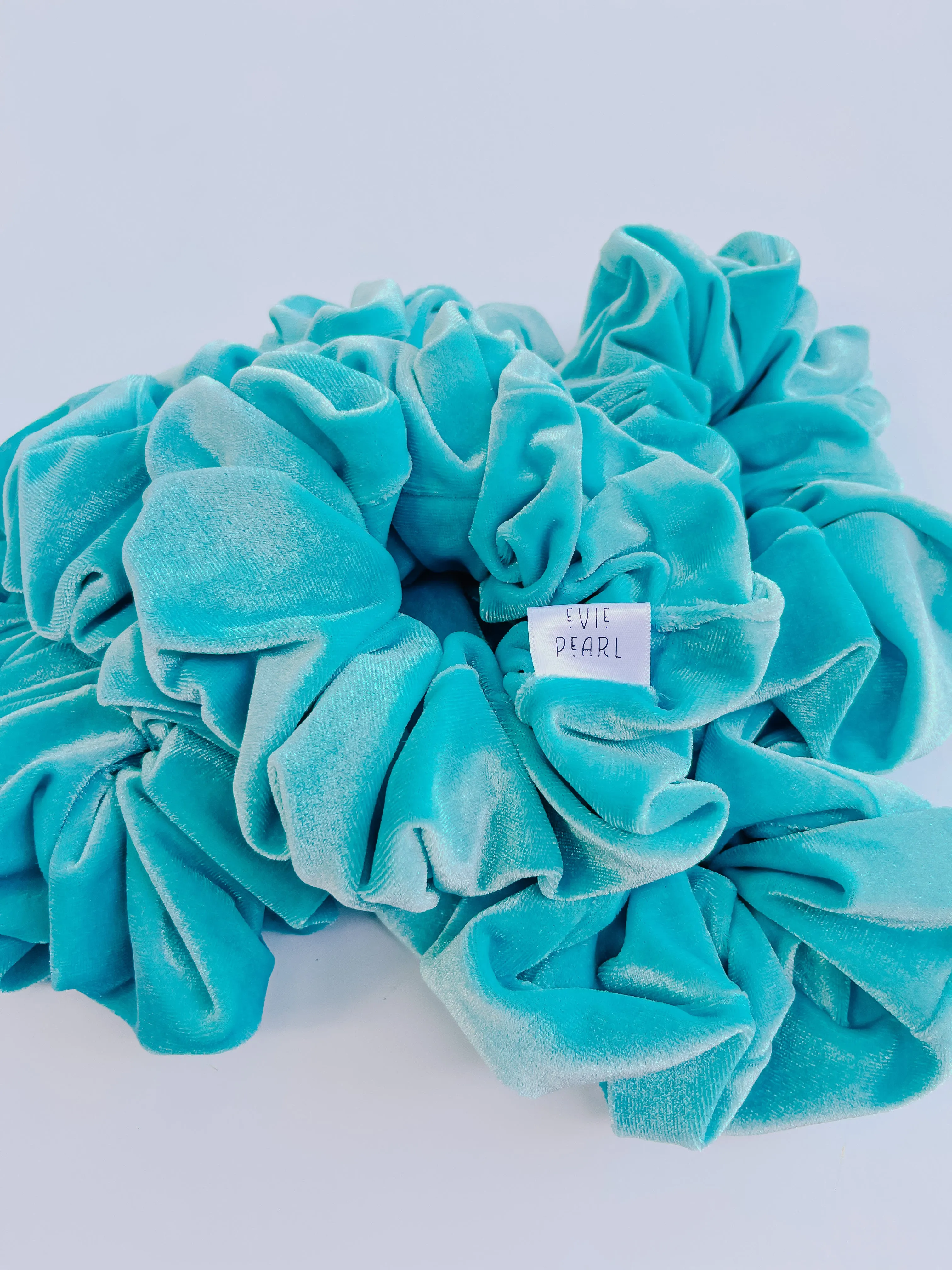 Oversized Velvet Teal Scrunchy