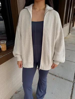 Oversized Zip Up Knit Sweater