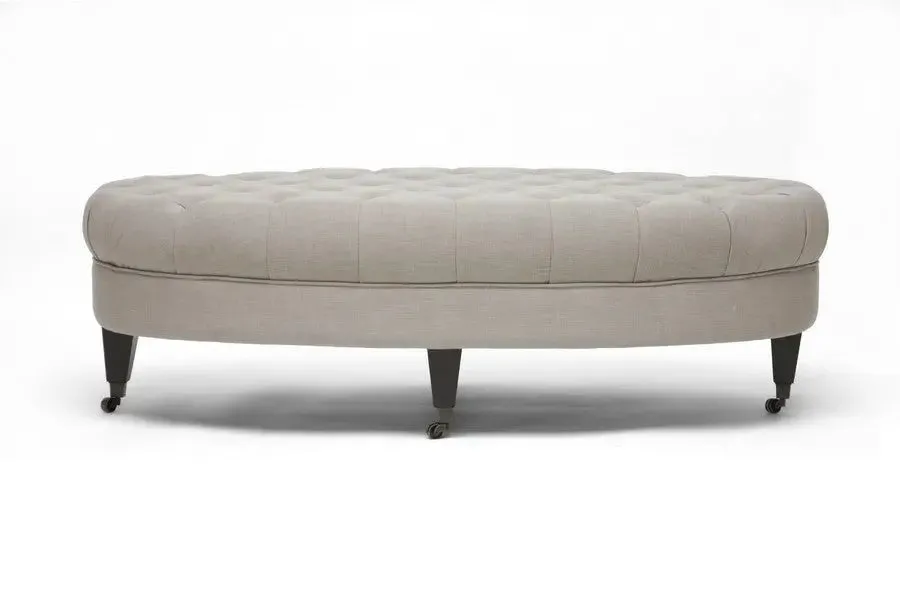 Owen Beige Linen Modern Tufted Ottoman