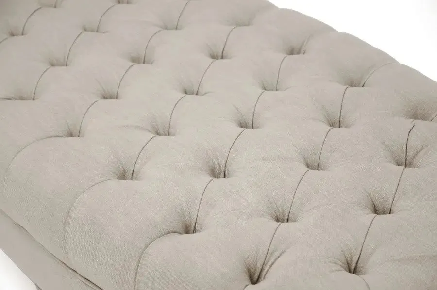 Owen Beige Linen Modern Tufted Ottoman