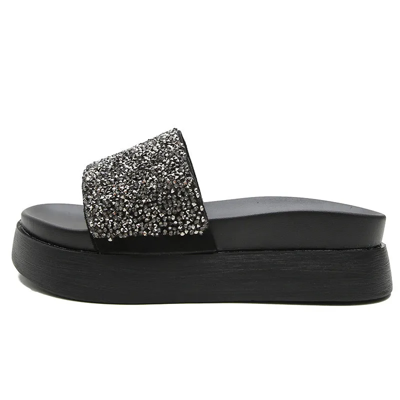 Owlkay Thick Sole Stylish Sparkling Slippers