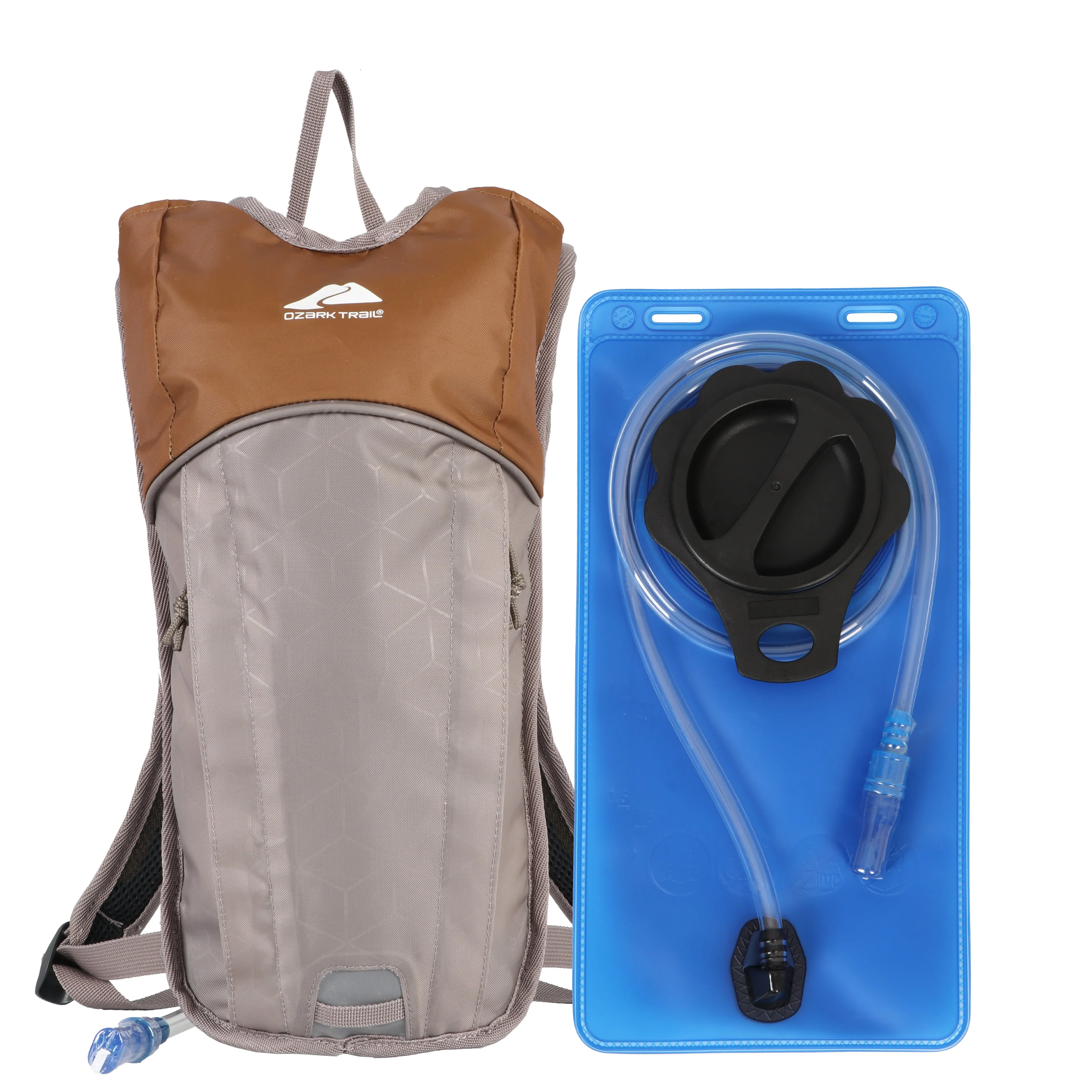 Ozark Trail Small 2 Liter Hiking Hydration Backpack with Included Water Reservoir, Tan