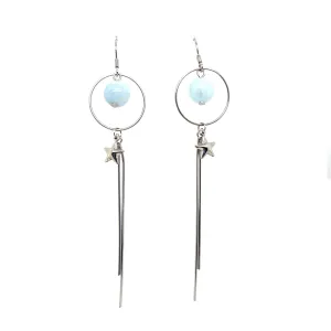 P21 Long Circle Light Blue Start Earrings