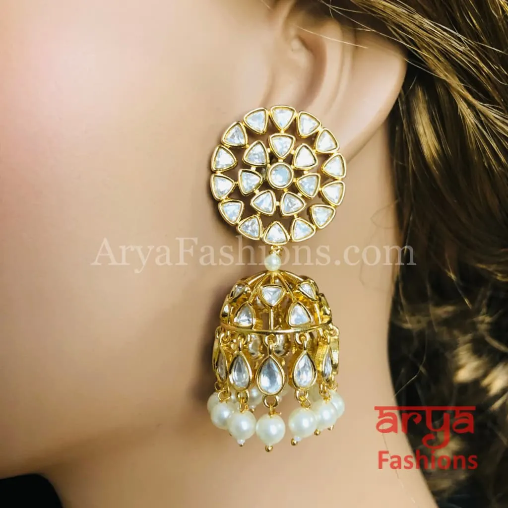 Pacchi Kundan Jhumka Earrings/ Indian Traditional Kundan Earrings